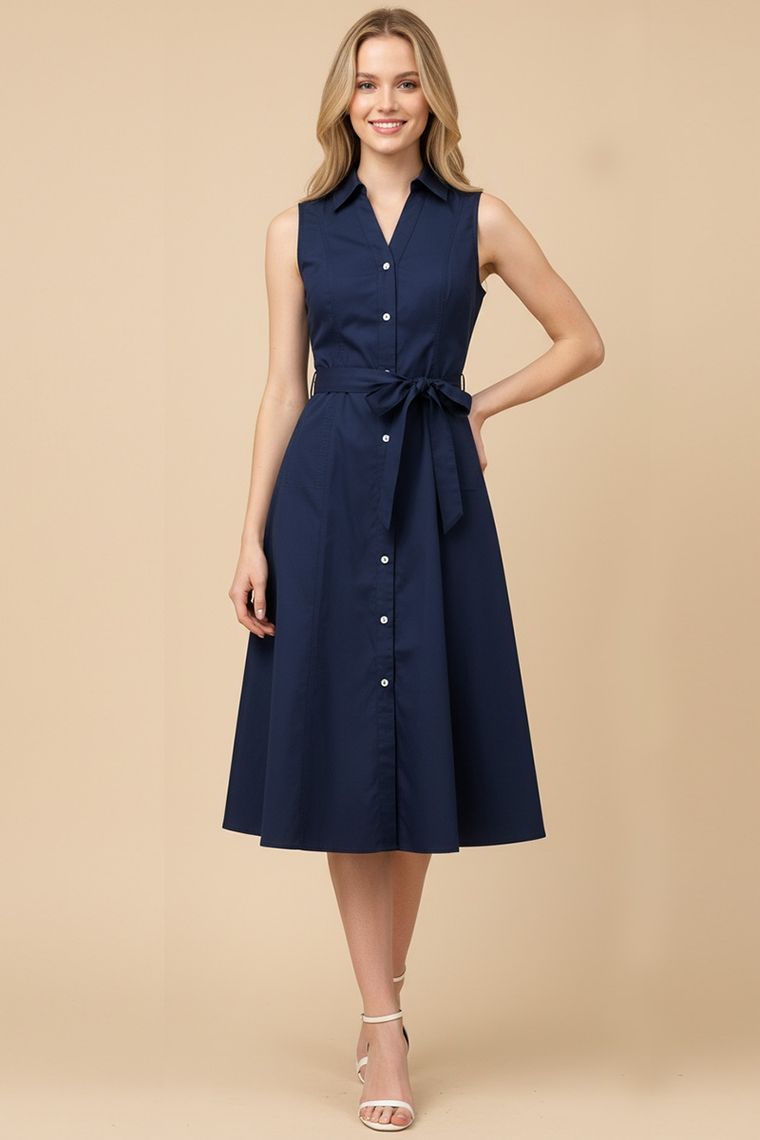 Sleeveless Shirt Dress L
