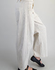Barrel Leg Pants - Off-White Pinstripe