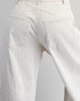 Barrel Leg Pants - Off-White Pinstripe