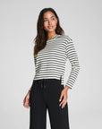 SPANX AirEssentials Long Sleeve Side Slit Top - Pier Stripe