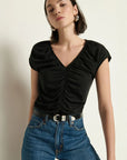 Dona V-Neck Top in Black