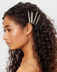 Metal Rhinestone Assorted Bobby Pins 4pc Set - Gold