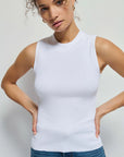 Joan Sleeveless Mockneck Tank Top - White