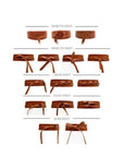 Illustration of various wrap belt ties with labels on a white background