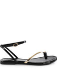 A Little Extra Patent Black and Gold Sandals