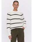Edie Crewneck Sweater - Olive Stripe