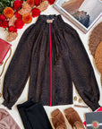 Brooklyn Silk Blouse - Espresso Leopard