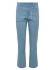 Light blue jeans on a white background
