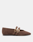 Baylee Grommet Ballet Flats Dark Brown Perforated Suede