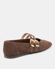Baylee Grommet Ballet Flats Dark Brown Perforated Suede