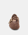 Baylee Grommet Ballet Flats Dark Brown Perforated Suede