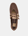 Baylee Grommet Ballet Flats Dark Brown Perforated Suede