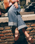 Baylee Grommet Ballet Flats Dark Brown Perforated Suede
