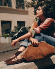 Baylee Grommet Ballet Flats Dark Brown Perforated Suede