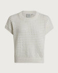 Light gray textured knit top on a white background