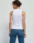 Joan Sleeveless Mockneck Tank Top - White
