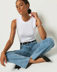 Joan Sleeveless Mockneck Tank Top - White