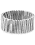 Silver mesh bracelet on a white background