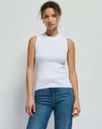 Joan Sleeveless Mockneck Tank Top - White