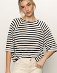 Boxy Raglan Tee Shirt - Stripe
