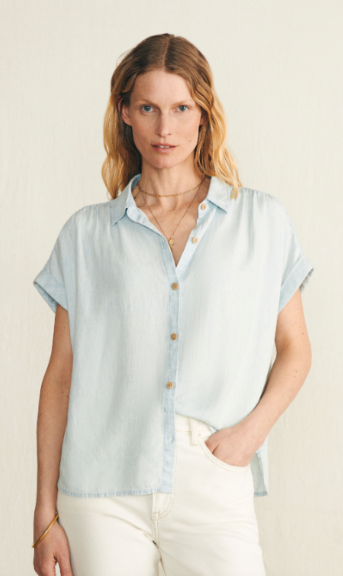 (取寄) ファリティ レディース ブリーズ シャツ Faherty women Breeze Shirt Icy Blue Wash Women's Faherty Breeze Shirt | Zappos.com
