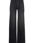 Black wide-leg jeans on a white background