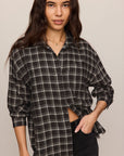 River Plaid Button Up - Ash Black