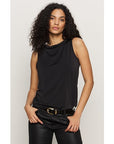 Soft Cowl Neck Shell - Black