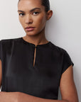 Wina Keyhole Satin Top - Black