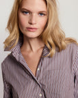 Boxy Boyfriend Shirt - Brown Stripe