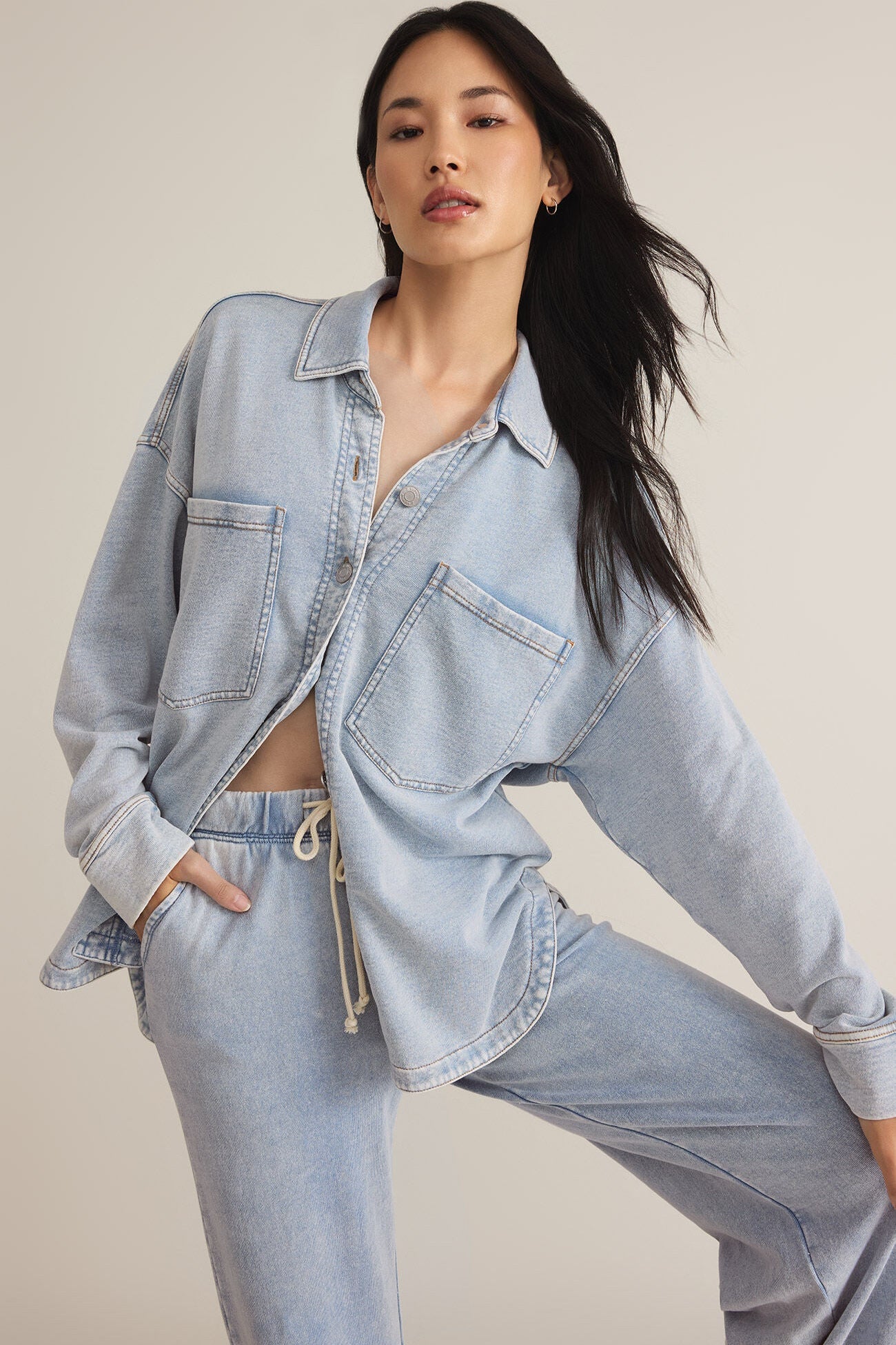 All Day Knit Denim Jacket - Washed Indigo – Sweet Apricot