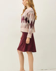 Faux Suede A-Line Skirt in Merlot