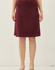 Faux Suede A-Line Skirt in Merlot