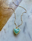 Jalsa Gold-Fill Heart Gemstone Pendant Necklace