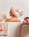 Satin-Lined Flexi Shower Cap - Cherry Print