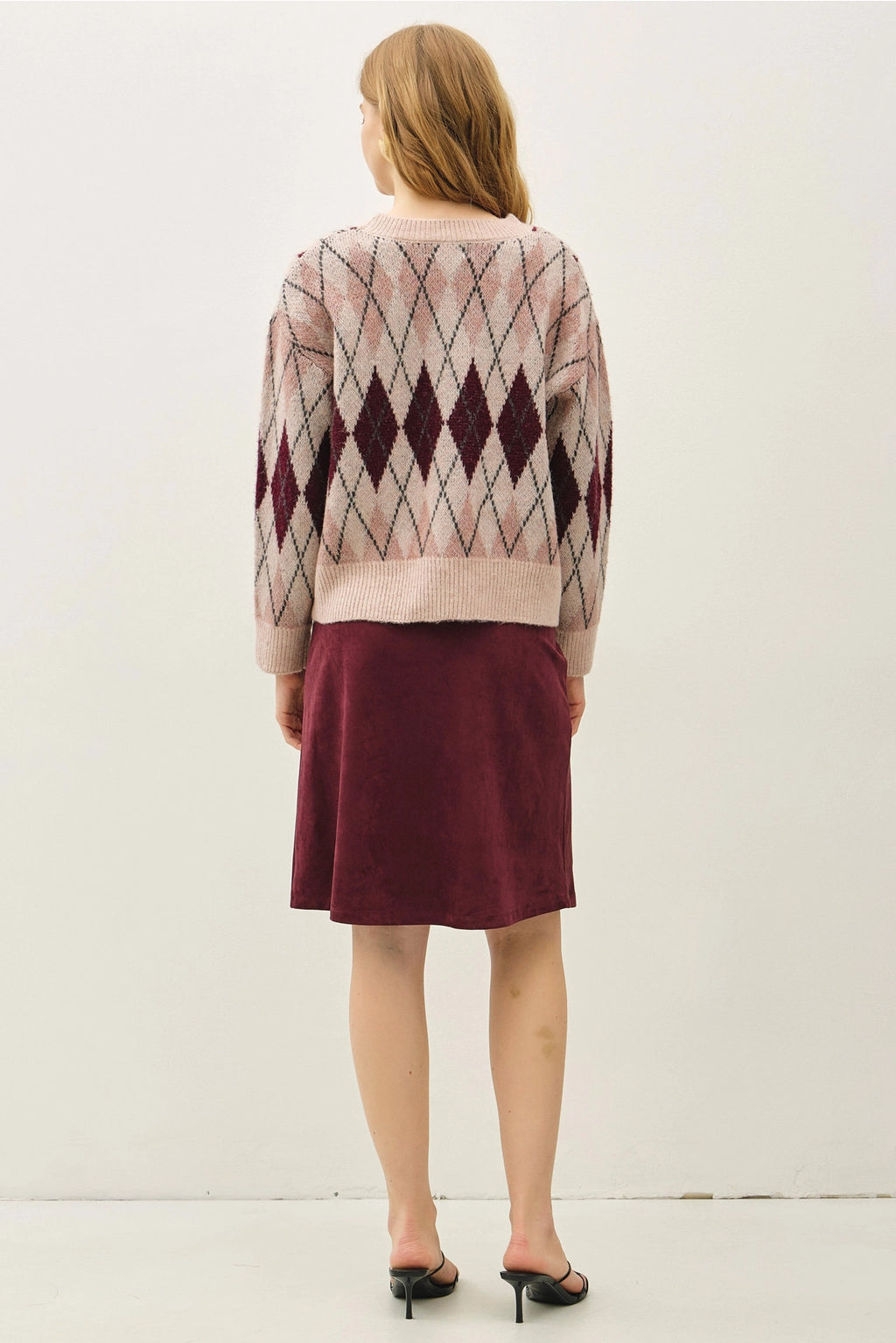 Faux Suede A-Line Skirt in Merlot