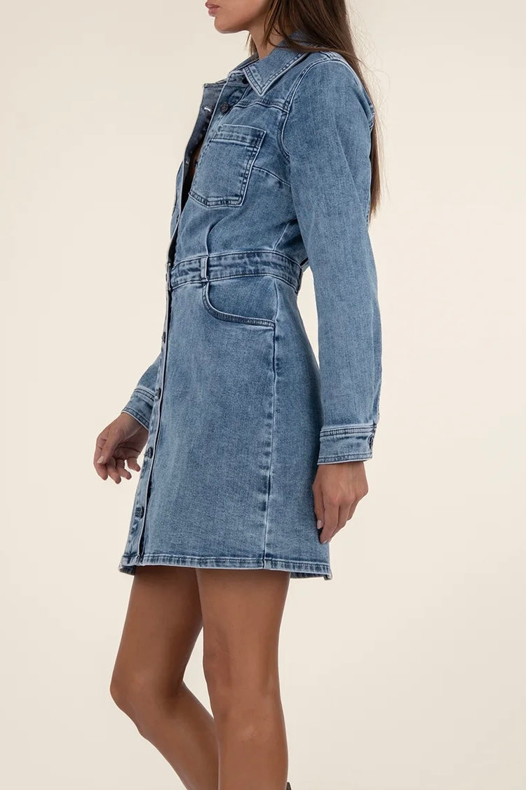 Arlington Long Sleeve Denim Mini Dress