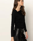 Long-Sleeve Shoulder Twist Top