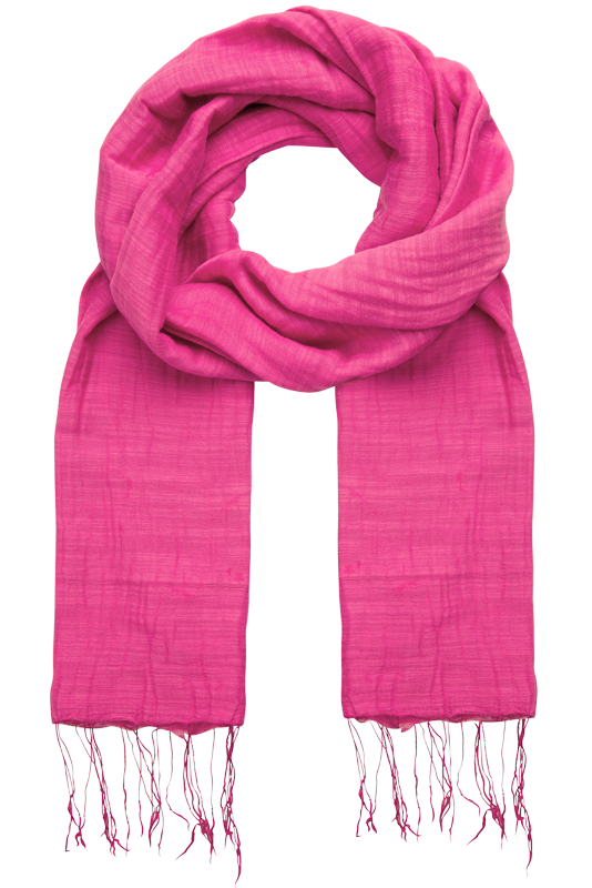 Pink scarf with fringes on a white background