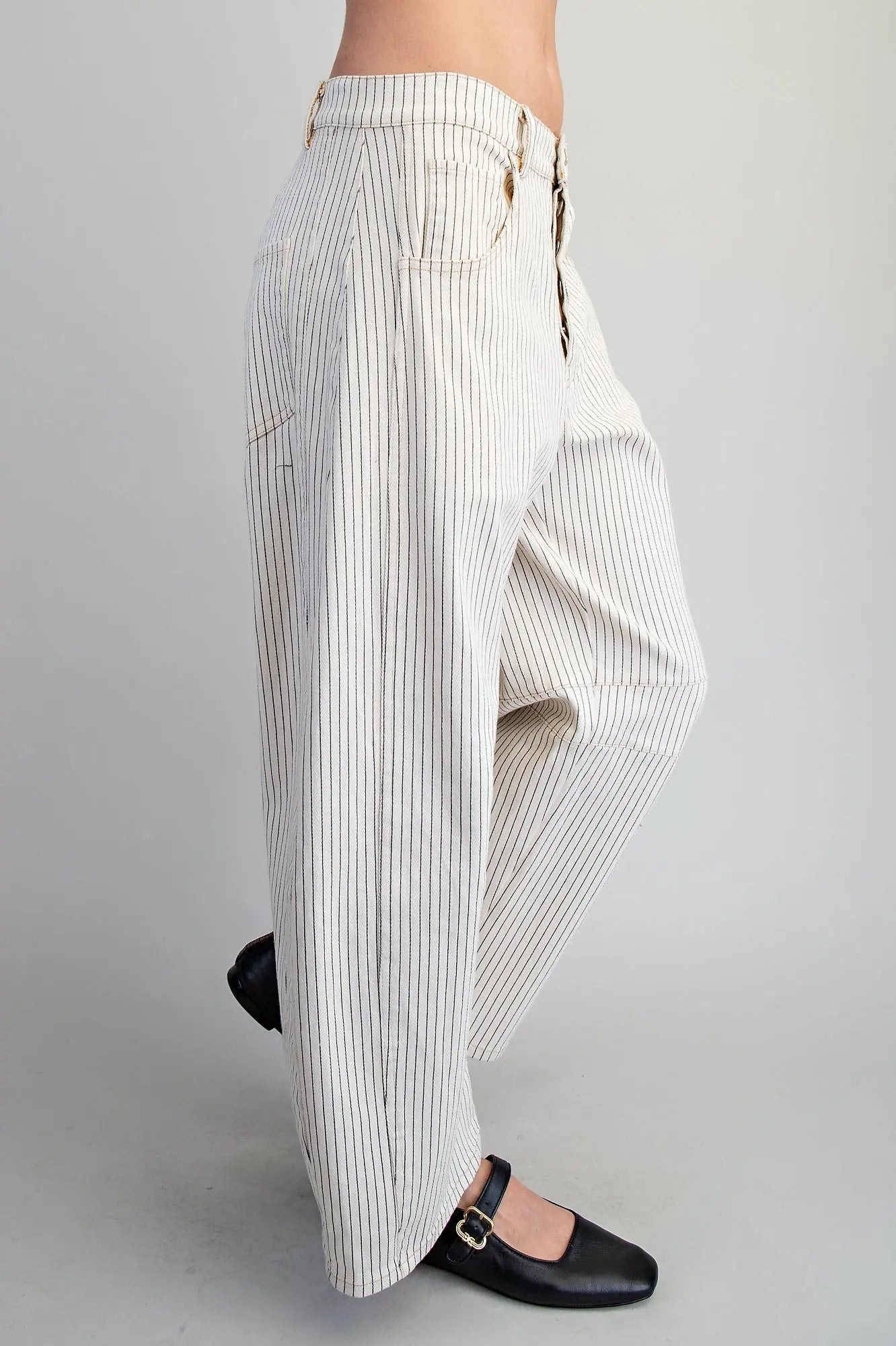 Barrel Leg Pants - Off-White Pinstripe