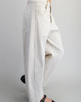 Barrel Leg Pants - Off-White Pinstripe