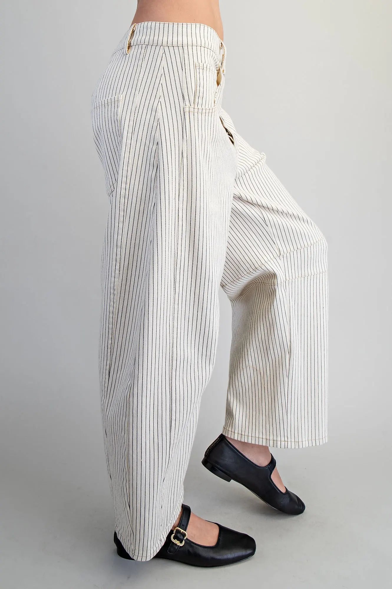 Barrel Leg Pants - Off-White Pinstripe