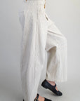Barrel Leg Pants - Off-White Pinstripe
