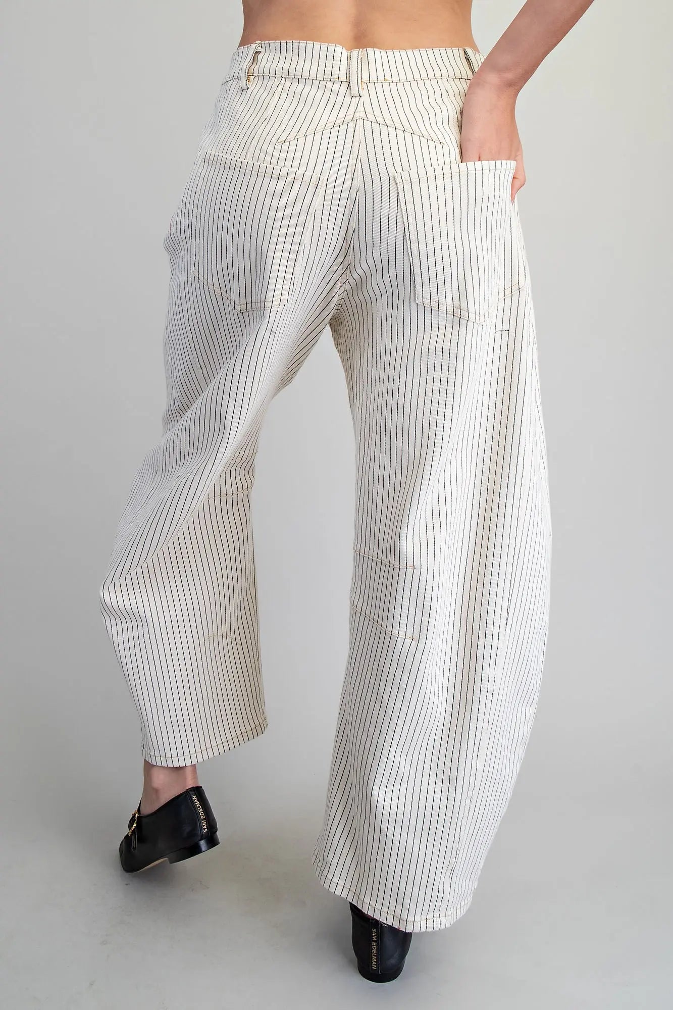 Barrel Leg Pants - Off-White Pinstripe