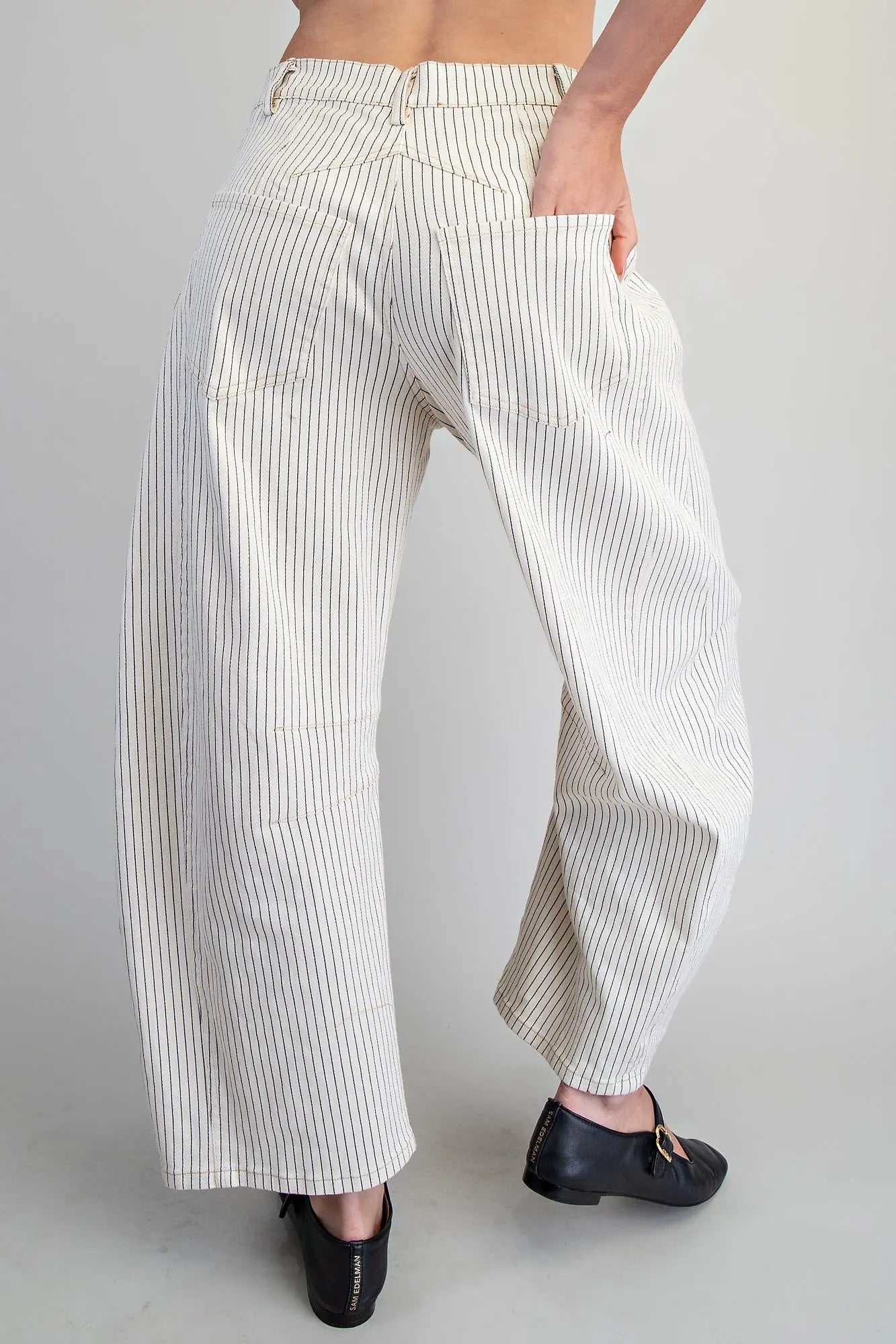Barrel Leg Pants - Off-White Pinstripe