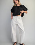 Barrel Leg Pants - Off-White Pinstripe