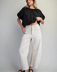 Barrel Leg Pants - Off-White Pinstripe