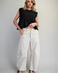 Barrel Leg Pants - Off-White Pinstripe
