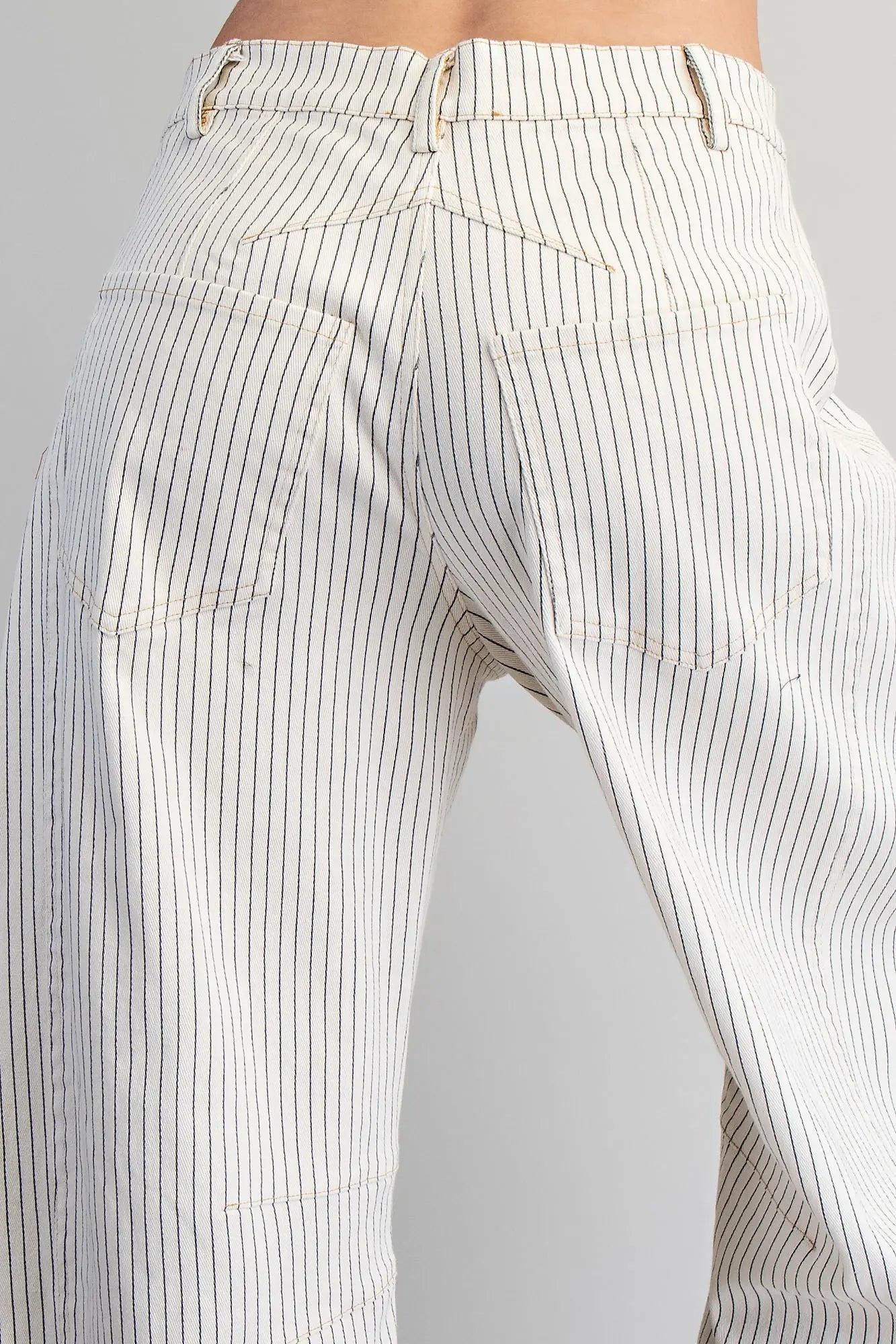 Barrel Leg Pants - Off-White Pinstripe
