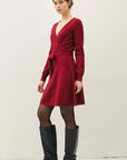 Sweater Wrap Dress in Merlot